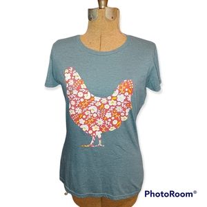 Instant Mesage Floral Print Chicken - Women's Short Sleeve Graphic T-Shirt